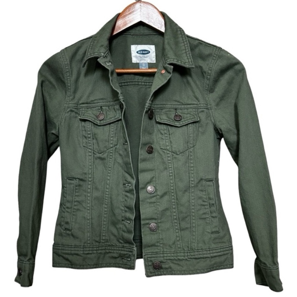 Old Navy Classic Jean Jacket Olive Green Women Size XS.